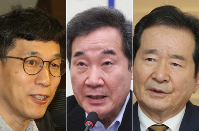 진중권 전 동양대 교수, 이낙연 더불어민주당 전 대표, 정세균 전 국무총리. 연합뉴스