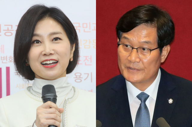 허은아 국민의힘 의원, 신동근 더불어민주당 의원. 연합뉴스