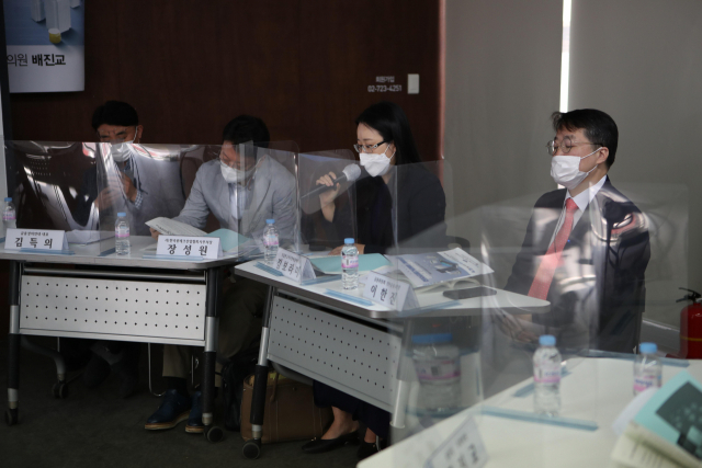 전국금융산업노동조합은 지난달 20일 서울 참여연대 2층 아름드리홀에서 박용진, 민병덕 더불어민주당 국회의원과 배진교 정의당 국회의원 등이 참석한 가운데