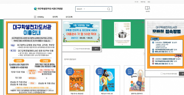 대구학생전자도서관 구독형 서비스의 화면 일부. 대구시교육청 제공