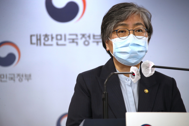 정은경 질병관리청장이 3일 오후 정부서울청사에서 