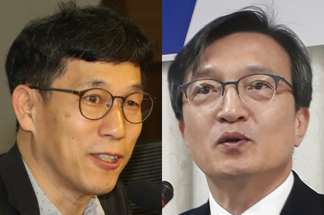 진중권 전 동양대 교수, 김의겸 열린민주당 의원. 연합뉴스
