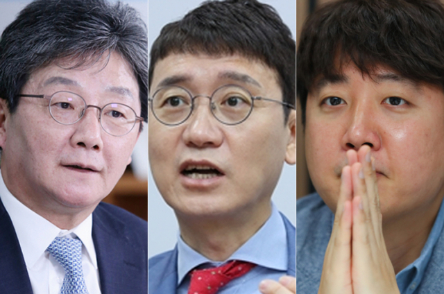 유승민 국민의힘 전 의원, 김웅 국민의힘 의원, 이준석 국민의힘 전 최고위원. 매일신문DB 연합뉴스