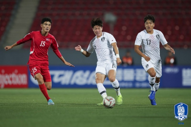 2019년 10월 대한민국과 북한의 2022 FIFA 카타르 월드컵 아시아지역 2차 예선 H조 3차전 경기 장면. 대한축구협회 제공. 재판매 및 DB 금지