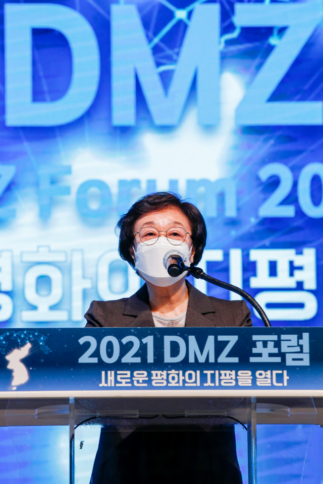 한명숙 전 국무총리가 21일 경기 고양시 킨텍스에서 열린