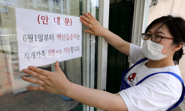 1일 오후 대구 중구의 한 식당에서 관계자가 코로나19 백신 접종자 직계가족은 