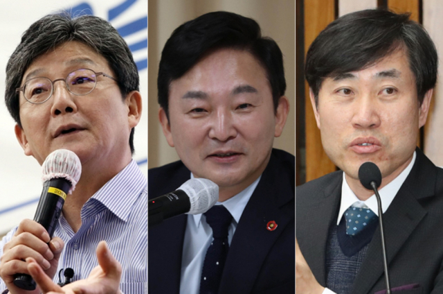 국민의힘 유승민 전 의원, 원희룡 제주지사, 국민의힘 하태경 의원. 연합뉴스