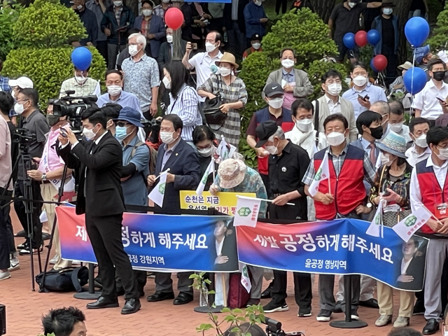 윤석열 전 검찰총장이 29일 오후 서울 서초구 매헌 윤봉길 의사 기념관에서 대선출마를 선언했다. 다음은 현장 모습. 김병훈 기자 kbh7133@imaeil.com
