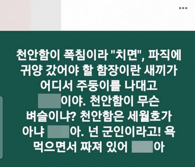 현직 교사가 천안함에 대해 SNS에 남긴 글. 현재 지워진 상태다.
