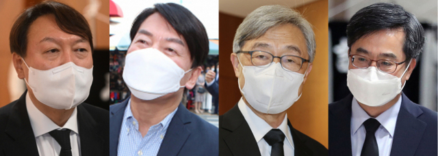 윤석열(맨 왼쪽), 안철수, 최재형, 김동연. 연합뉴스