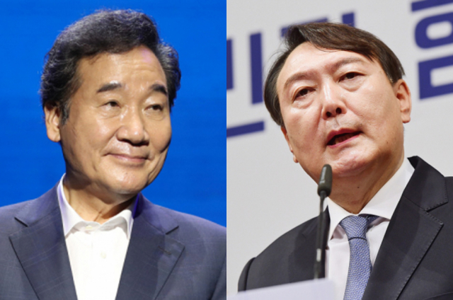 더불어민주당 이낙연 전 대표, 윤석열 전 검찰총장. 연합뉴스