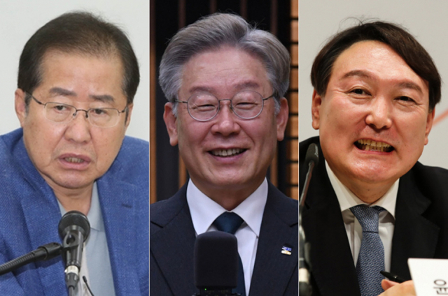 홍준표 국민의힘 의원, 이재명 경기도지사, 윤석열 전 검찰총장. 연합뉴스