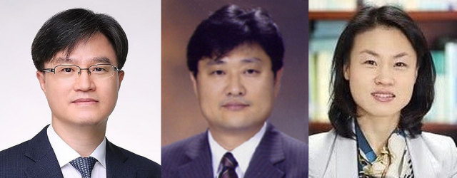 오는 9월 임기가 끝나는 이기택 대법관 후임 후보로 손봉기 대구지법 부장판사(왼쪽부터), 하명호 고려대 법학전문대학원 교수, 오경미 광주고법 전주재판부 고법판사 등 3명으로 압축됐다. 연합뉴스