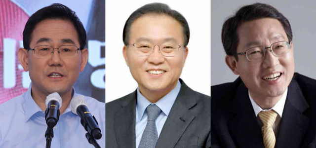 주호영 (맨 왼쪽), 윤재옥, 김상훈 의원.