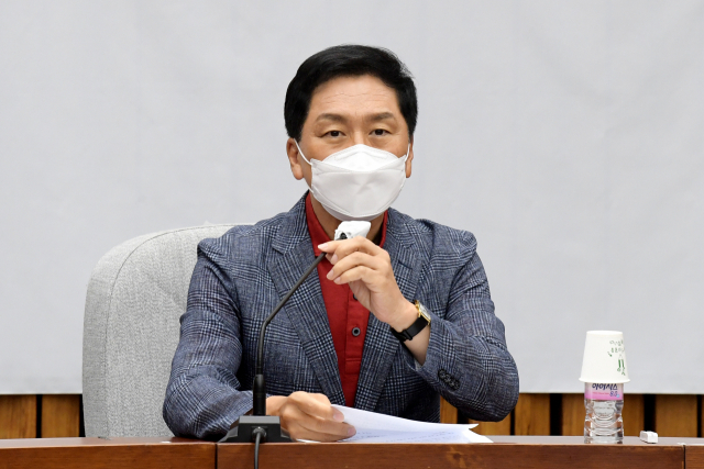 국민의힘 김기현 원내대표가 20일 오전 서울 여의도 국회에서 열린 원내대책회의에서 발언하고 있다. 연합뉴스