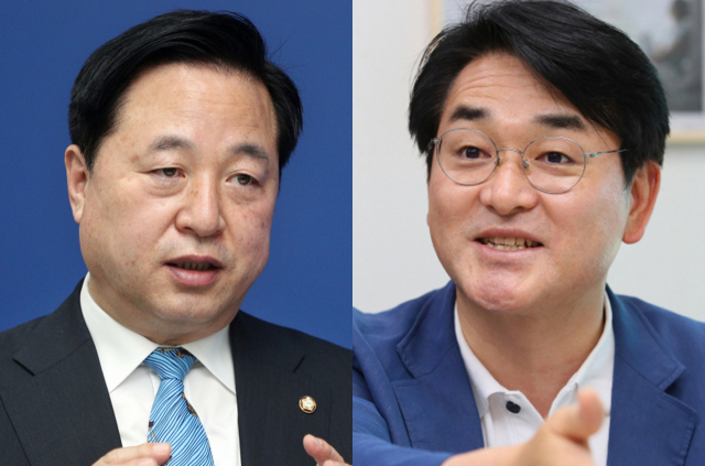 민주당 대선주자인 김두관(왼쪽) 박용진 의원.