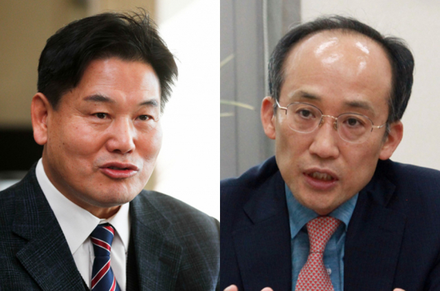 대구시 경제부시장직에서 물러난 홍의락 전 더불어민주당 의원(왼쪽), 국민의힘 대구시당 위원장인 추경호 의원. 매일신문DB