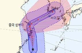 기상청 12일 오후 10시 발표 14호 태풍 찬투 예상 경로. 기상청