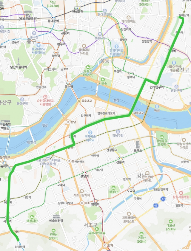 4212번 버스 노선. 네이버 지도