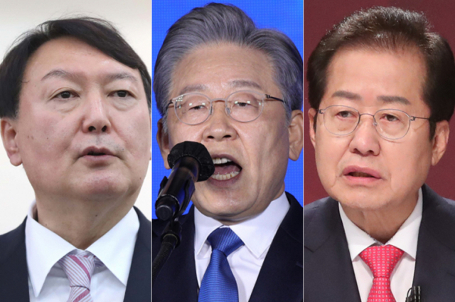윤석열, 이재명, 홍준표. 연합뉴스
