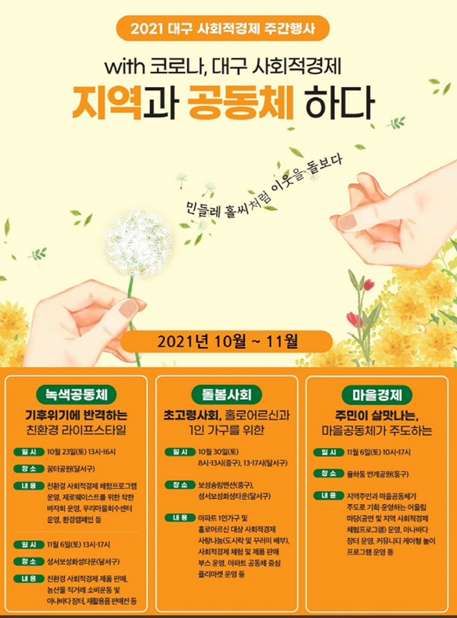 사회적경제 주간행사 홍보 포스터. 대구시 제공