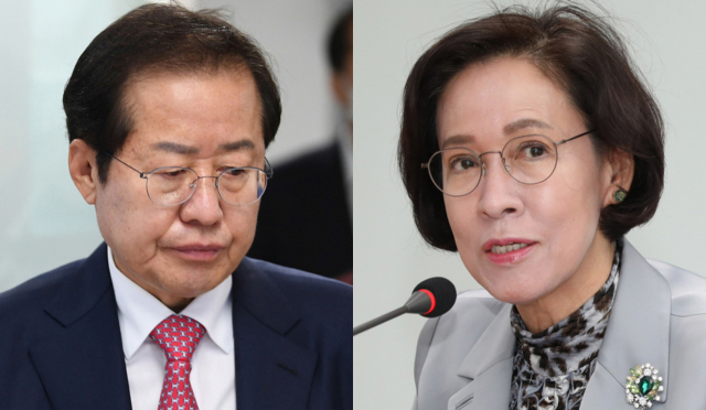 홍준표 국민의힘 국회의원 (왼쪽), 이인선 수성을 당협위원장.