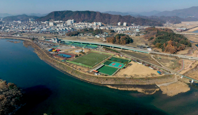 드론 실시시험장으로 선정된 문경 영강체육공원 일원 전경. 문경시 제공