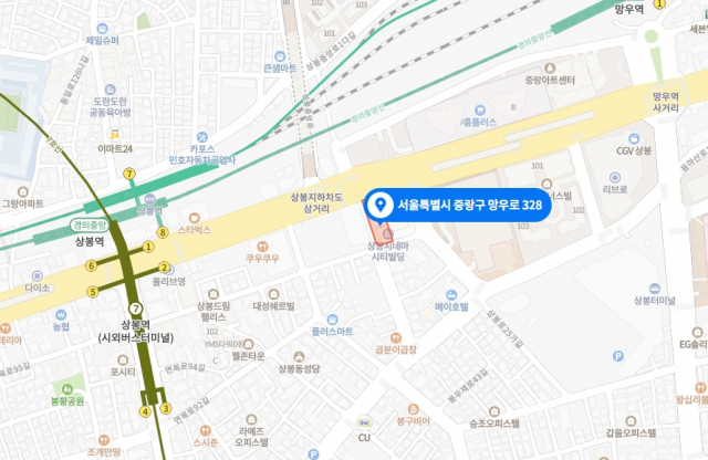 상봉아트홀 댄스학원 위치. 네이버 지도