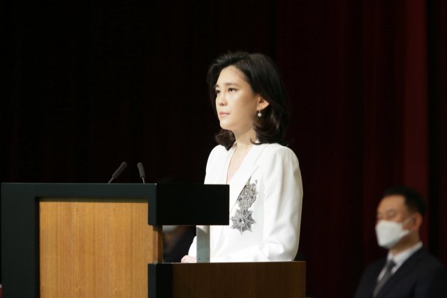 이부진 호텔신라 사장이 주주총회를 진행하고 있다. 호텔신라 제공