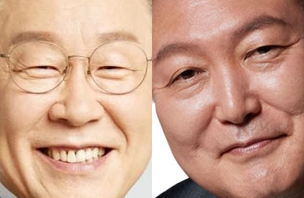 이재명, 윤석열. 각 후보 페이스북