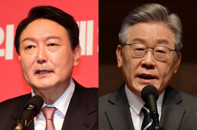 윤석열 국민의힘 대선후보, 이재명 더불어민주당 대선후보. 연합뉴스