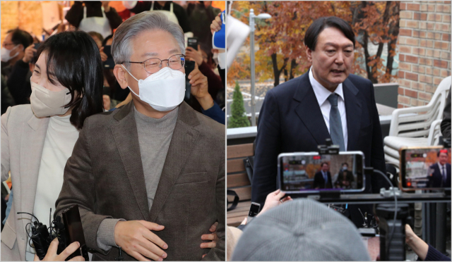 이재명 더불어민주당 이재명 대선후보(사진 왼쪽)와 윤석열 국민의힘 윤석열 대선 후보. 연합뉴스