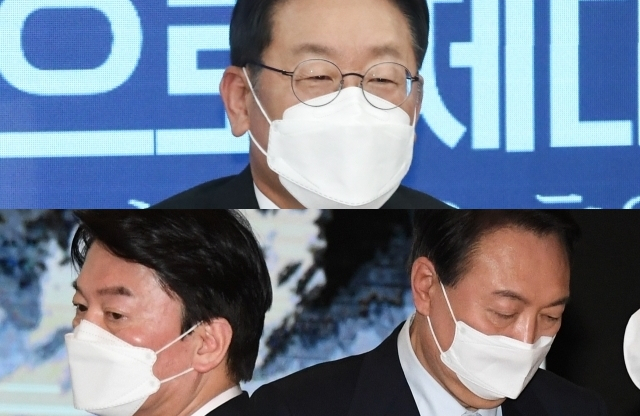 이재명, 안철수, 윤석열. 연합뉴스