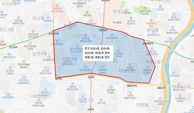 출수 불량 지역 위치도. 대구시 제공