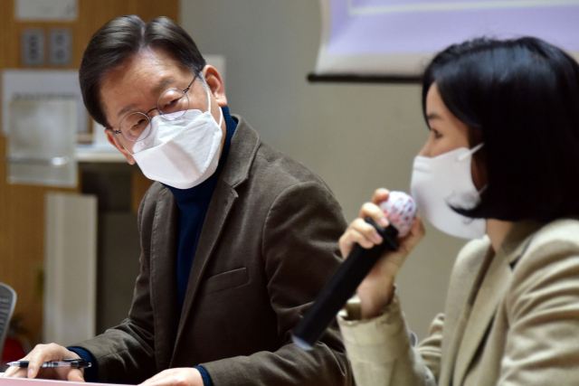 더불어민주당 이재명 대선 후보가 10일 서울 동작구 대방동 스페이스살림에서 열린 