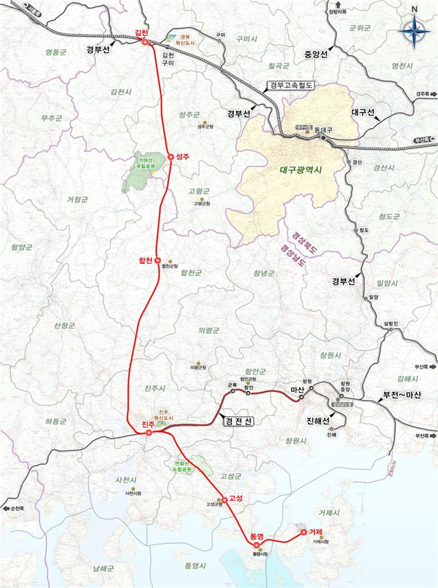 남부내륙철도 노선도. 국토부 제공.