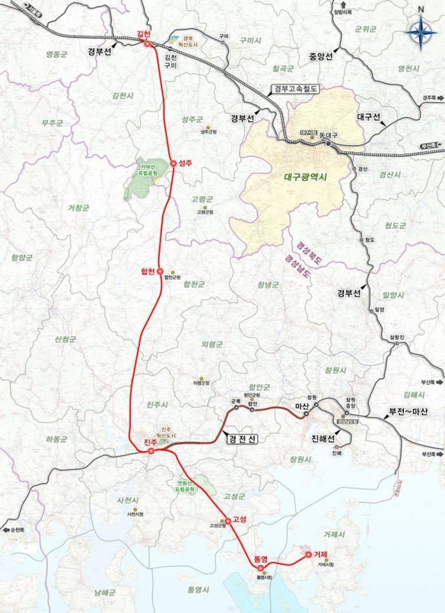 남부내륙철도 노선도. 자료 국토교통부