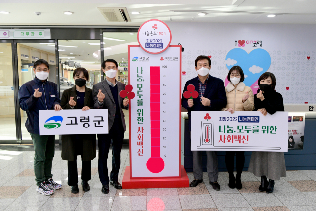고령군 사랑의 온도탑이 나눔캠페인 한달여 만에 목표액을 조기 달성했다. 고령군 제공