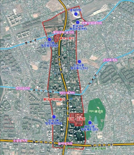 동부소방서와 법원‧검찰청 후적지 위치도. 대구시 제공