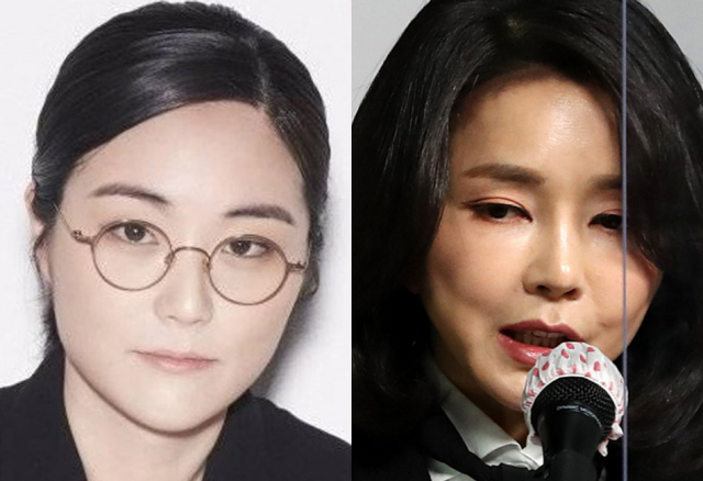 신지예 전 한국여성정치네트워크 대표, 윤석열 대선 후보 부인 김건희 씨. 연합뉴스