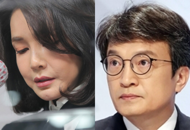 윤석열 국민의힘 대선 후보 부인 김건희 씨, 김의겸 열린민주당 의원. 연합뉴스