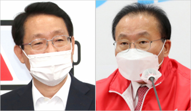 (왼쪽부터) 국민의힘 김상훈, 윤재옥 국회의원. 연합뉴스