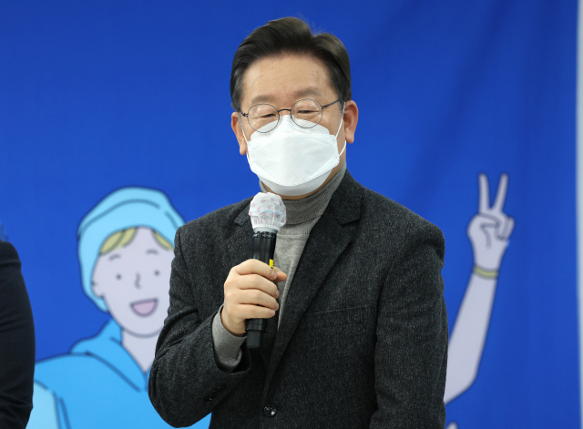 이재명 더불어민주당 대선후보가 22일 서울시 마포구 