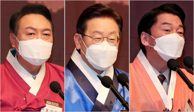 (왼쪽부터) 윤석열 국민의힘 대선 후보, 이재명 더불어민주당 대선 후보, 안철수 국민의당 대선 후보. 매일신문DB