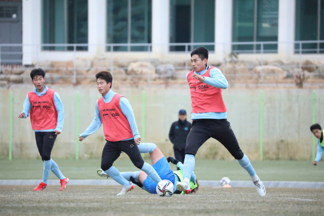 대구FC 선수단이 26일 남해에서 전지훈련을 하고 있다. 대구FC 제공