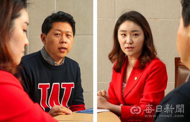 지난달 24일 대구 매일신문사 3층 스튜디오에서 서재헌(왼쪽) 더불어민주당 중앙선대위 청년위 상임부위원장과 이정민 국민의힘 선대본 청년본부 수석부본부장이 매일신문과 인터뷰를 하고 있다. 안성완 기자 asw0727@imaeil.com