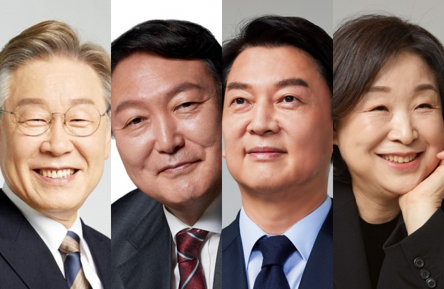 이재명, 윤석열, 안철수, 심상정. 각 후보 페이스북