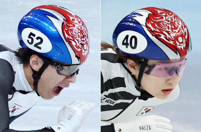 지난 5일 오후 중국 베이징 캐피털 실내 경기장에서 열린 2022 베이징 동계올림픽 쇼트트랙 여자 500m 예선과 남자 1000m 예선이 열렸다. 대한민국의 황대헌(왼쪽 사진)과 최민정(오른쪽 사진)이 질주하고 있다. 두 선수는 억대의 포상금을 받을 전망이다. 연합뉴스