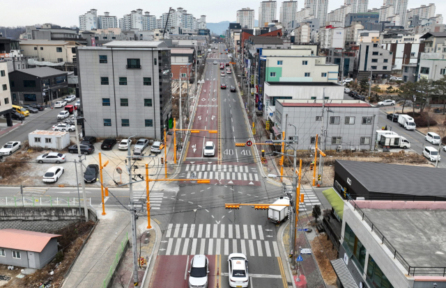 가흥초 네거리 모습(드론 촬영). 영주시 제공