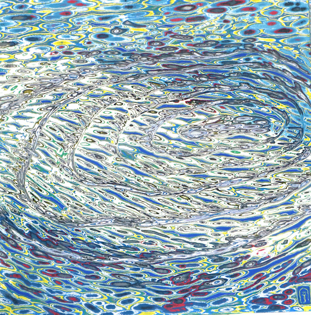 바다, 40x40cm, 2020, 채색, 조각.